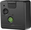 A black cube-shaped alarm clock with green accents is shown against a white background. Anteprima dell’immagine prodotto