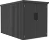 A dark gray metal shed with double doors. Produktbild-Vorschau