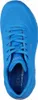 A top-down view of a blue sneaker. Voir les images du produit