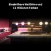 A modern kitchen with pink cabinets and a marble island, illuminated by colorful LED lights. Produktbild-Vorschau