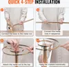 A four-step guide to assembling a gold-colored metal stand with crystal embellishments. Podgląd zdjęcia produktu