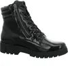 A black patent leather combat boot with laces and a side zipper, shown from a side angle on a white background. Anteprima dell’immagine prodotto