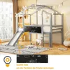 Kinderhochbett 90x200cm aus Massivholz in Grau, Hausbett Produktbild-Vorschau 3