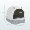 Kattenbak met deksel en lade, grijs/wit, inclusief schep Productafbeelding-voorbeeld 3