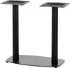 A pair of black metal table legs with a flat base and square top plates, shown against a white background. Voir les images du produit