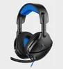 A pair of black and blue gaming headphones with a microphone. Produktbild-Vorschau