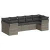 7-tlg. Garten-Sofagarnitur mit Kissen Grau Poly Rattan Produktbild-Vorschau 1