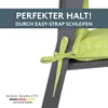A close-up of a green garden chair cushion tied to a gray chair frame with a green ribbon. Produktbild-Vorschau