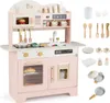 COSTWAY Cucina per bambini, cucina giocattolo in legno con Anteprima dell’immagine prodotto 1