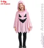 Kinder Geisterkostüm Pink mit Kapuze – Halloween Poncho für Produktbild-Vorschau 2