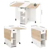 Collage of a folding table in different configurations, showing dimensions and weight capacity. Voir les images du produit