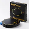 A black robotic vacuum cleaner is displayed next to its packaging. Anteprima dell’immagine prodotto