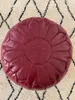Marokkanischer Echtleder Pouf - Ganz Burgund - Produktbild-Vorschau 4