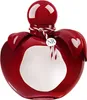 A red perfume bottle shaped like an apple with a white label. Voir les images du produit