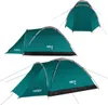 A collage of three images showing a green camping tent from different angles. Náhled obrázku produktu
