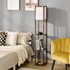 HOMCOM Stehlampe mit Regalen Wohnzimmer Stehleuchte E27 bis Produktbild-Vorschau 2