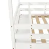 Close-up view of the white wooden frame of a bunk bed, showing the slatted base and side rails. Anteprima dell’immagine prodotto