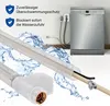 A dishwasher and a water inlet hose with an Aquastop feature, with water splashes around the hose. Produktbild-Vorschau
