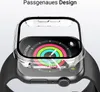 A clear protective case is shown on top of an Apple Watch, highlighting its fit and screen. Produktbild-Vorschau