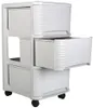 A white plastic rolling cabinet with three drawers, one of which is open, against a white background. Anteprima dell’immagine prodotto