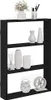 A black wooden shelf unit displaying various decorative items. Náhled obrázku produktu
