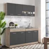 Homestyle4u Küche Modern Grau Eiche Küchenzeile ohne Geräte Produktbild-Vorschau 2