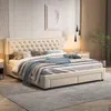 Cadre de lit ProximaX en velours beige 160 x 200 cm avec Voir les images du produit 3