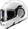 A white motorcycle helmet with a clear visor, shown from a side angle against a white background. Voir les images du produit
