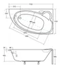 Technical drawing with dimensions of a bathtub. Produktbild-Vorschau