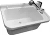 A white sink with a chrome faucet and soap dispenser, shown from a slightly elevated angle against a white background. Anteprima dell’immagine prodotto