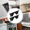 A collage of images showing different kitchen stove setups and a close-up of black stove gap covers. Anteprima dell’immagine prodotto