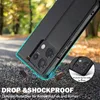 A black phone case is shown in a dynamic, outdoor setting, with elements suggesting it is being dropped or is impact-resistant. Produktbild-Vorschau