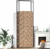 vidaXL Police na palivové dřevo matná černá 110x28x312 cm Náhled obrázku produktu 2