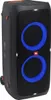 A black JBL PartyBox 310 speaker with blue light rings. Produktbild-Vorschau