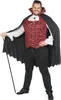 Heren vampierkostuum, plus size, 2-delig, zwart-rood-wit - Productafbeelding-voorbeeld 1