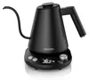 A black electric gooseneck kettle with a digital display and temperature control buttons on its base, set against a white background. Produktbild-Vorschau