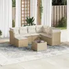 vidaXL 8-tlg. Garten-Sofagarnitur mit Kissen Beige Poly Produktbild-Vorschau 2