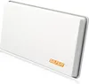 A white satellite dish antenna with a gray edge and an orange logo on the bottom right corner. Anteprima dell’immagine prodotto