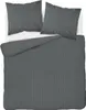 A dark gray striped duvet cover and two pillowcases are laid out on a white surface. Anteprima dell’immagine prodotto