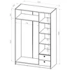 A technical drawing of a wardrobe with dimensions. Náhľad obrázku produktu