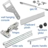 A collage of various furniture hardware components, including hinges, drawer slides, handles, and mounting brackets. Náhľad obrázku produktu