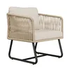 A single beige armchair with a black metal frame is shown against a white background. Náhľad obrázku produktu