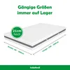 A mattress is shown with dimensions and descriptive text. Produktbild-Vorschau