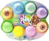 A retail package of Playfoam in various colors, with a circular inset image of children playing with the product. Produktbild-Vorschau