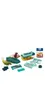A collection of kitchen tools and accessories, including a vegetable chopper, various cutting blades, and a small box of pasta. Produktbild-Vorschau