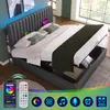Lit rembourré Rangement Lit double LED avec USB Type C , Voir les images du produit 4