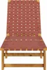A front view of a red and brown wooden sun lounger against a white background. Podgląd zdjęcia produktu