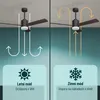 A split image showing a ceiling fan operating in two different modes: summer (cooling) and winter (saving energy). The summer mode shows air being blown downwards, while the winter mode shows air being drawn upwards and outwards. Each mode is accompanied b Náhled obrázku produktu