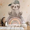 Vlies Fototapete - Little Sloth Among Stars and Rainbows Produktbild-Vorschau 1