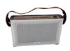 A silver and brown portable speaker with a leather strap, shown against a white background. Produktbild-Vorschau